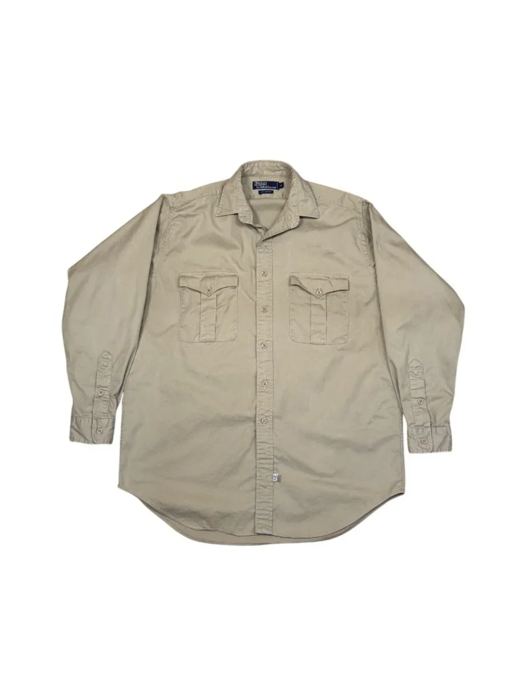 90s Polo Ralph Lauren Safari Key West Fishing Button Down Shirt Mens Medium Beig